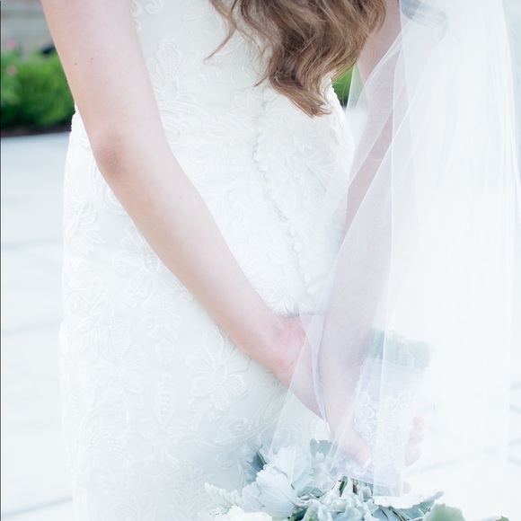 Wedding Dress - High V-Neck, Cap Sleeve, Fit and Flare Wedding Dress - Picture 5 of 11